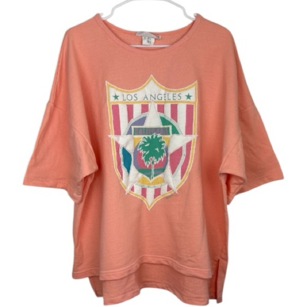 Vintage Los Angeles Graphic Sweatshirt - Coral Pink boxy oversized beach Malibu